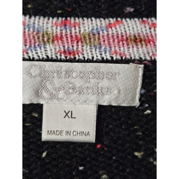 Christopher & Banks Black Confetti Button-Up Knit Sweater XL Stitch Ulgy Sweater - Picture 5 of 11